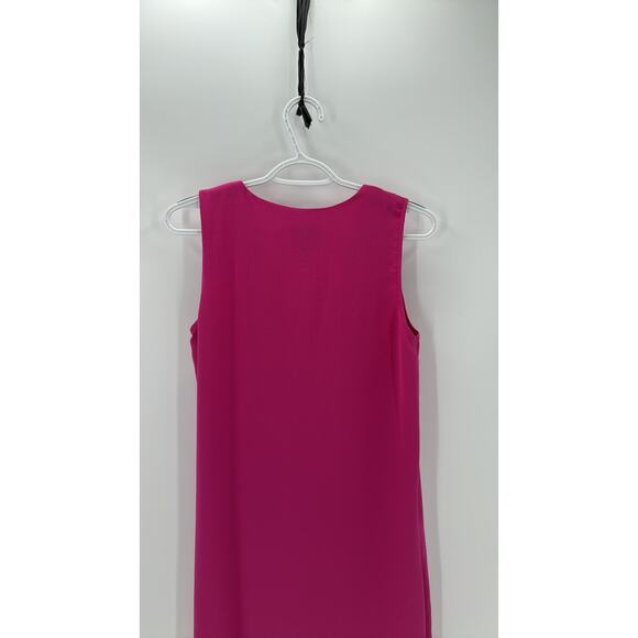 Adrianna Papell asymmetric draped pink sleeves dress size 4 summer wedding guest - Picture 4 of 8